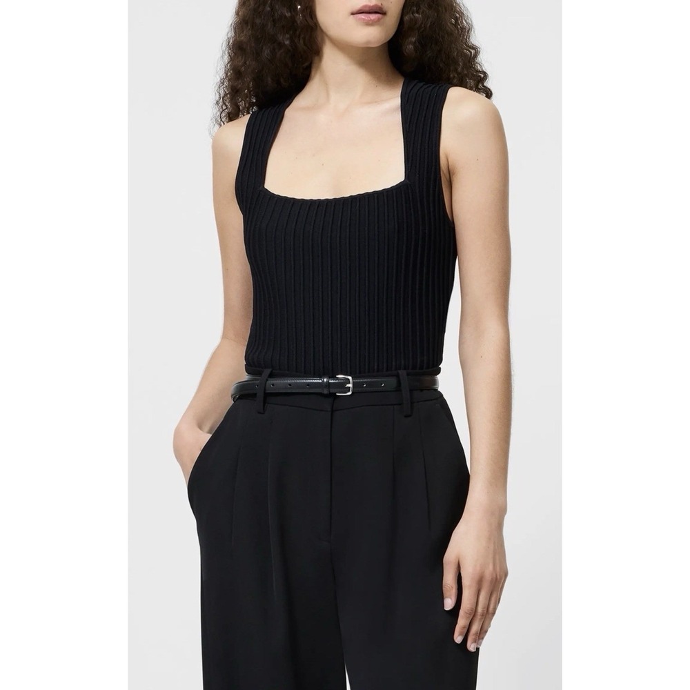 french connection Ottoman Crinkle Sleeveless Top In Black